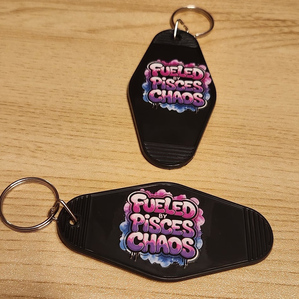 Pisces Black Keychain with Colorful Design